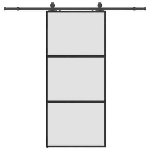 Klizna vrata s priborom crna 90 x 205 cm kaljeno staklo - Crna i mat 90 x 205 cm (213 cm sliding rail) 1 3 vodoravne šipke Cijena
