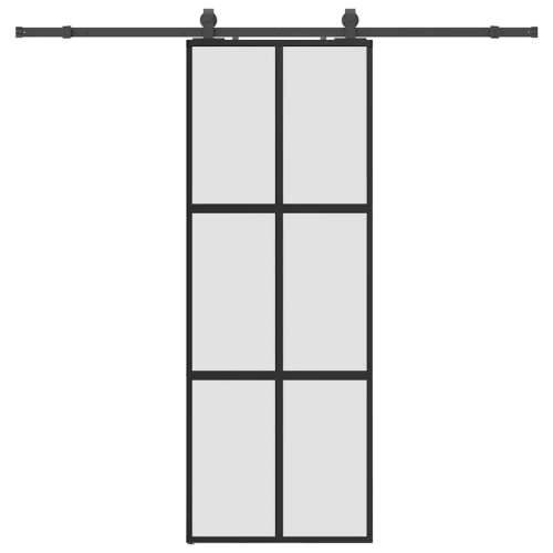 Klizna vrata s priborom crna 76 x 205 cm kaljeno staklo - Crna i mat 76 x 205 cm (213 cm sliding rail) 1 Mreže 4 x 2 Cijena
