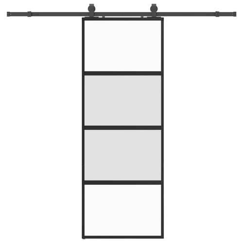 Klizna vrata s priborom crna 76 x 205 cm kaljeno staklo - 76 x 205 cm (213 cm sliding rail) 1 3 vodoravne šipke Cijena