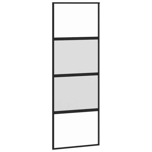 Klizna vrata s priborom crna 76 x 205 cm kaljeno staklo - 76 x 205 cm (213 cm sliding rail) 1 3 vodoravne šipke Cijena