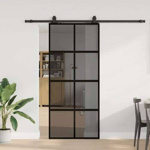 Klizna vrata s priborom crna 90 x 205 cm kaljeno staklo - Crna i tamnoprozirna 90 x 205 cm (213 cm sliding rail) 1 Mreže 4 x 2 Cijena