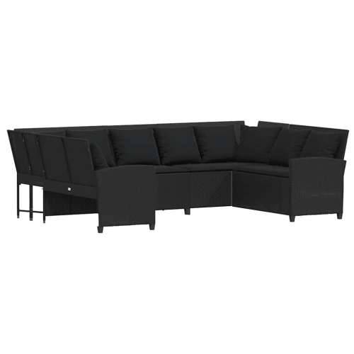 Vrtna sofa od poliratana s jastucima crna - Crna Peterosjed + 2 x kut + stol 9 Cijena
