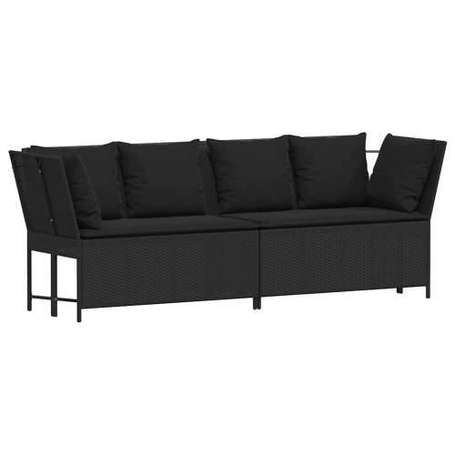 Vrtna sofa od poliratana s jastucima crna - Crna Peterosjed + 2 x kut + stol 9 Cijena