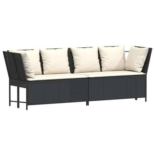 Vrtna garnitura - 4-dijelni set vrtnih sofa od poliratana s jastucima crni - Crna i krem bijela Peterosjed + 2 x kut + 2 x tabur Cijena