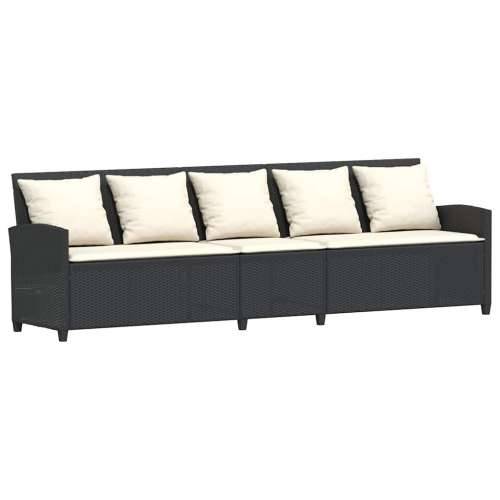 Vrtna garnitura - 4-dijelni set vrtnih sofa od poliratana s jastucima crni - Crna i krem bijela Peterosjed + 2 x kut + 2 x tabur Cijena
