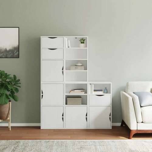 Bočni ormarići 5 kom ODDA bijeli 40x24x79 cm puno drvo bor - Bijela 1 7 shelves 3 drawers Cijena