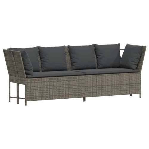 Vrtna garnitura - 4-dijelni set vrtnih sofa od poliratana s jastucima sivi - Siva Peterosjed + 2 x kut + 2 x tabure + stol 11 Cijena