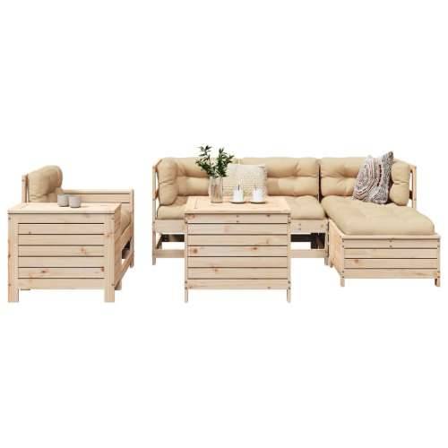 Vrtna garnitura - 7-dijelni set vrtnih sofa od masivne borovine - Prirodna boja bora 1 Cijena