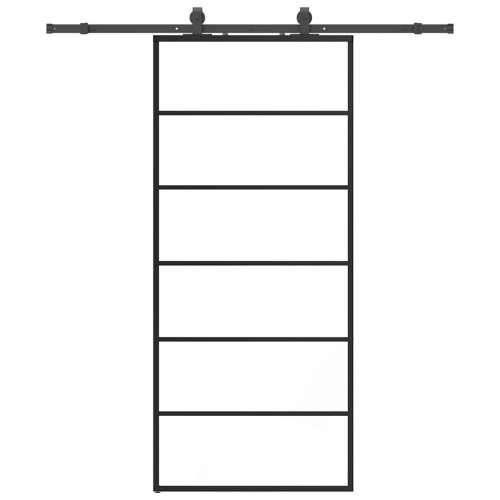 Klizna vrata s priborom crna 90 x 205 cm od ESG stakla - 5 vodoravnih šipki 90 x 205 cm (klizna vodilica od 183 cm) 1 Cijena