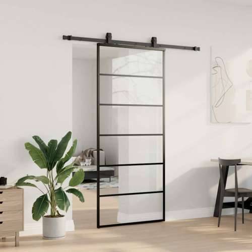 Klizna vrata s priborom crna 90 x 205 cm od ESG stakla - 5 vodoravnih šipki 90 x 205 cm (klizna vodilica od 183 cm) 1 Cijena