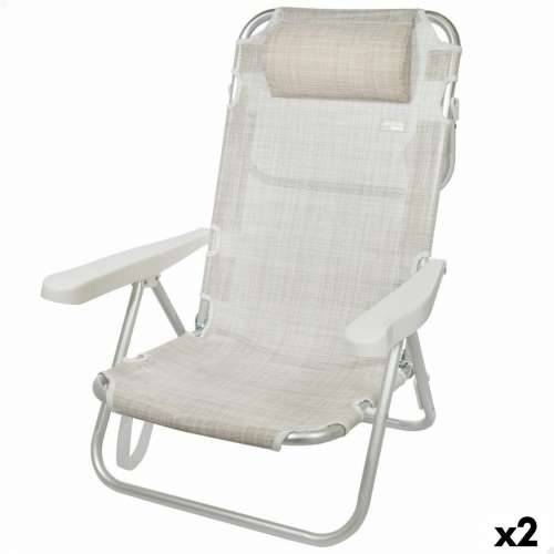 Sklopiva Stolica s Naslonom za Glavu Aktive Ibiza Bež 48 x 84 x 46 cm (2 kom.) Cijena