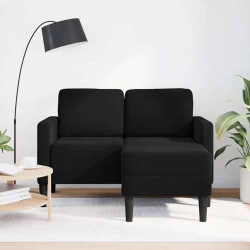Sofa 2-sjed s ležaljkom u obliku slova L crna 125 cm baršun - Crna Cijena