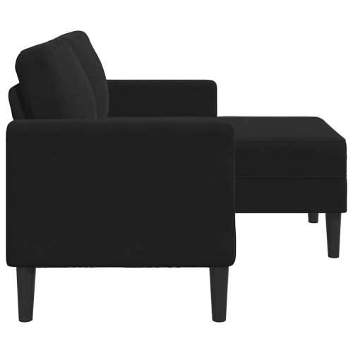 Sofa 2-sjed s ležaljkom u obliku slova L crna 125 cm baršun - Crna Cijena