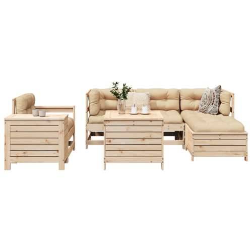 Vrtna garnitura - 7-dijelni set vrtnih sofa od masivne borovine - Prirodna boja bora 1 Cijena