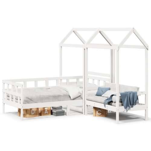 Set dnevnog kreveta s krovom 80x200 cm bijeli borovina - Bijela 80 x 200 cm Cijena