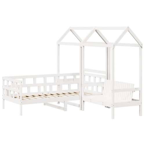 Set dnevnog kreveta s krovom 80x200 cm bijeli borovina - Bijela 80 x 200 cm Cijena