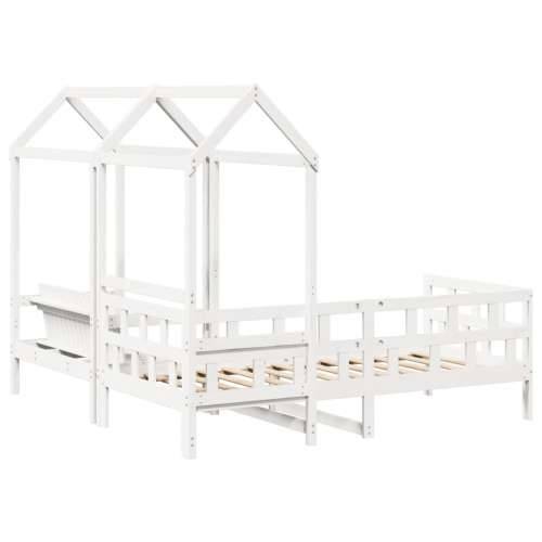 Set dnevnog kreveta s krovom 80x200 cm bijeli borovina - Bijela 80 x 200 cm Cijena
