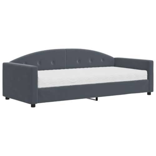 Dnevni krevet s madracem tamno sivi 90x190 cm baršun - Tamno siva 90 x 190 cm s madracem Cijena