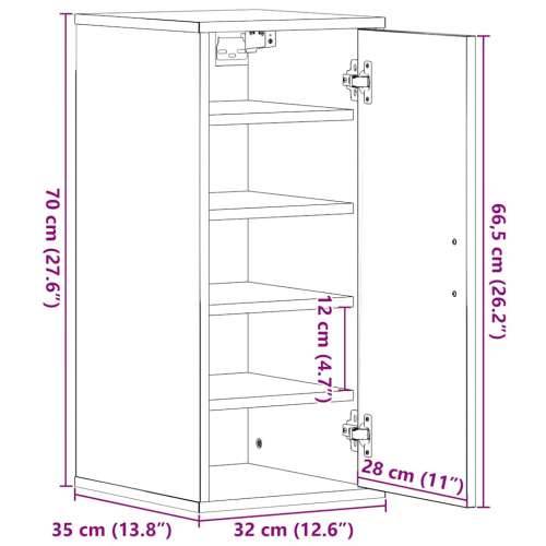 Ormarić za cipele crni hrast 32 x 35 x 70 cm od iverice - Crni hrast 31.5 x 35 x 70 cm 1 shoe cabinet with door Cijena