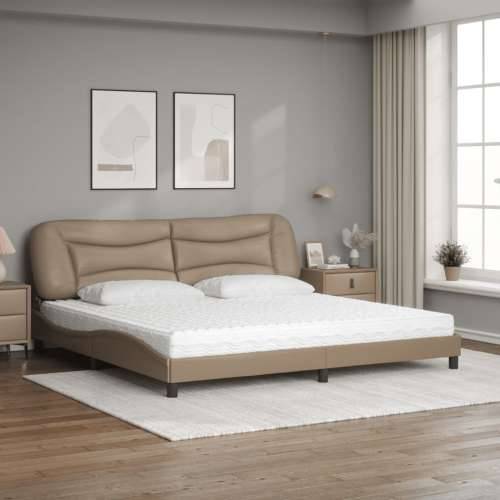 Krevet s madracem cappuccino 200x200cm umjetna koža - Boja cappuccina 200 x 200 cm Cijena