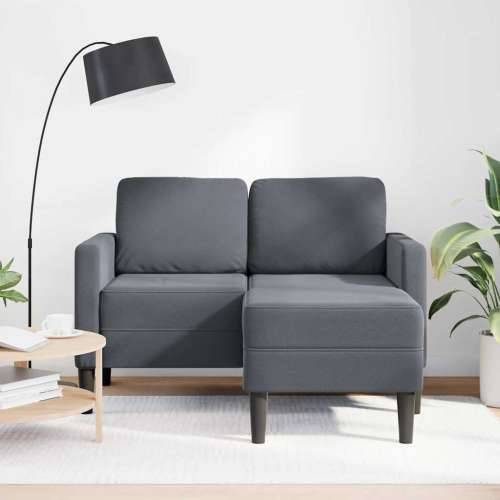 Sofa 2-sjed s ležaljkom u obliku slova L tamnosiva 125cm baršun - Tamno siva Cijena