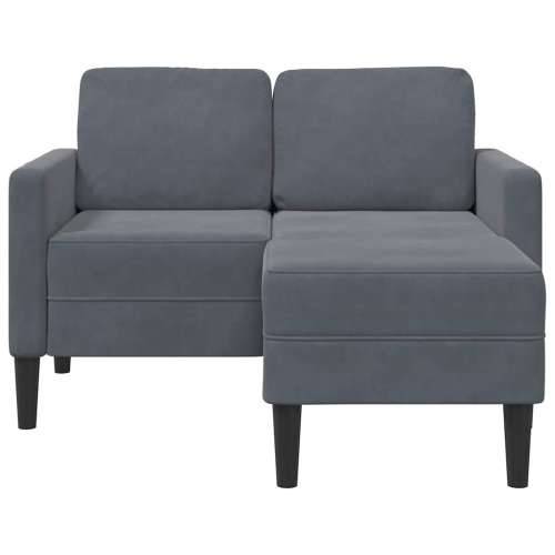 Sofa 2-sjed s ležaljkom u obliku slova L tamnosiva 125cm baršun - Tamno siva Cijena