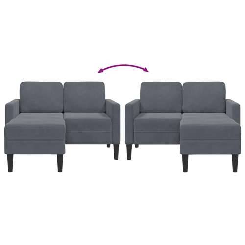 Sofa 2-sjed s ležaljkom u obliku slova L tamnosiva 125cm baršun - Tamno siva Cijena