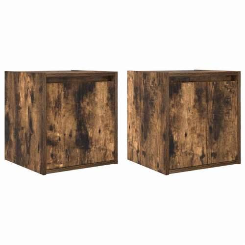 Zidni noćni ormarići 2 kom dimljenog hrasta 38x34x40 cm - Dimljeni hrast 2 Cijena