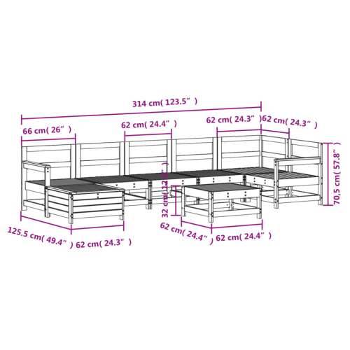 Vrtna garnitura - 8-dijelni set vrtnih sofa od masivne borovine - Prirodna boja bora 1 Cijena