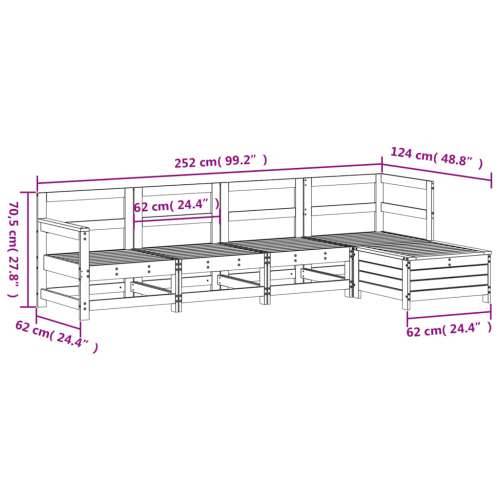 Vrtna garnitura - 5-dijelni set vrtnih sofa od masivne borovine - Prirodna boja bora 1 Cijena