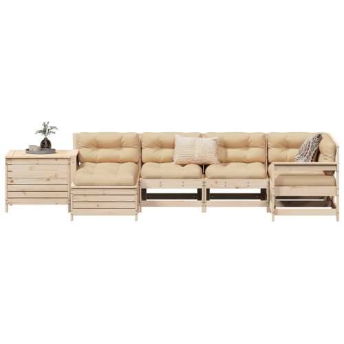 Vrtna garnitura - 7-dijelni set vrtnih sofa od masivne borovine - Prirodna boja bora 1 Cijena