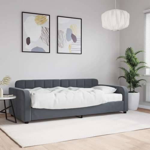 Dnevni krevet s madracem tamno sivi 90x190 cm baršun - Tamno siva 90 x 190 cm s madracem Cijena