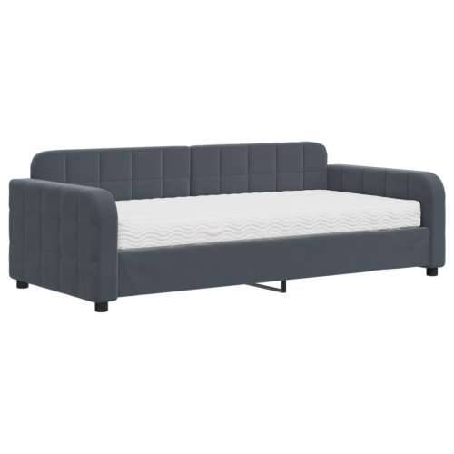 Dnevni krevet s madracem tamno sivi 90x190 cm baršun - Tamno siva 90 x 190 cm s madracem Cijena