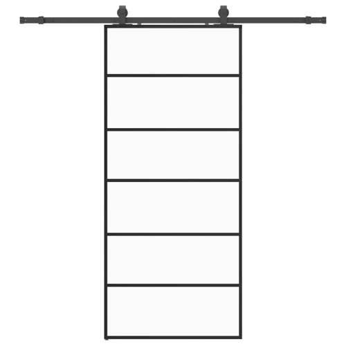 Klizna vrata s priborom crna 90 x 205 cm od ESG stakla - 90 x 205 cm (klizna vodilica od 200 cm) 1 5 vodoravnih šipki Cijena