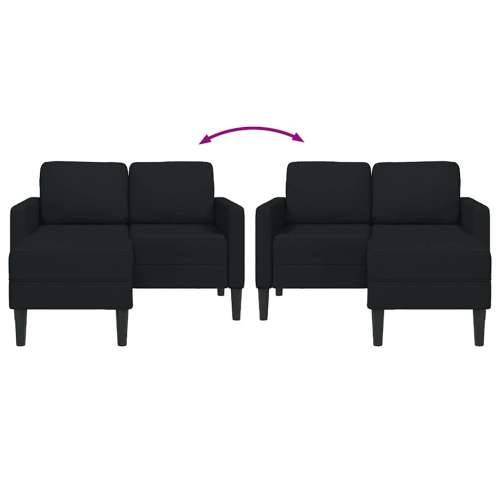 Sofa 2-sjed s ležaljkom u obliku slova L, crna tkanina 125 cm - Crna Cijena