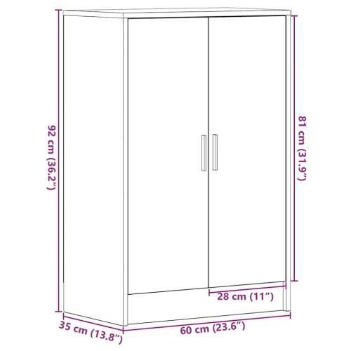 Ormarić za cipele crni hrast 60 x 35 x 92 cm od iverice - Crni hrast 60 x 35 x 92 cm 1 shoe cabinet with door Cijena
