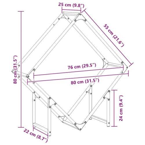 Stalak za drva antracit 80x25x80 cm hladno valjani čelik - Antracit 80 x 25 x 80 cm Cijena