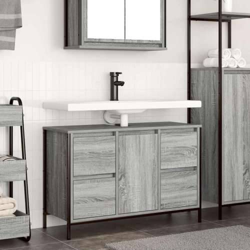 Ormarić za Lavabo - Umivaonik s ladicama siva sonoma 90x34,5x60 cm Cijena