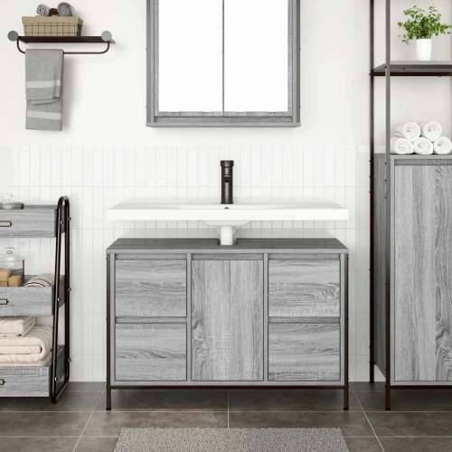 Ormarić za Lavabo - Umivaonik s ladicama siva sonoma 90x34,5x60 cm Cijena