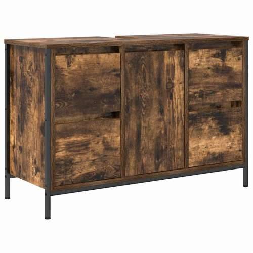 Ormarić za Lavabo - Umivaonik s ladicama dimljeni hrast 90x34,5x60 cm Cijena