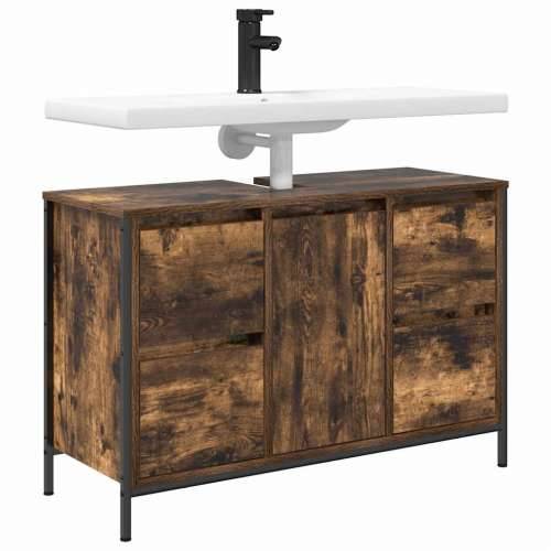 Ormarić za Lavabo - Umivaonik s ladicama dimljeni hrast 90x34,5x60 cm Cijena