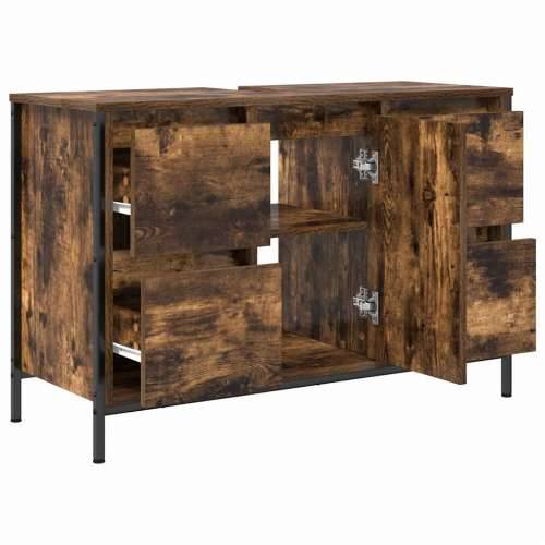 Ormarić za Lavabo - Umivaonik s ladicama dimljeni hrast 90x34,5x60 cm Cijena