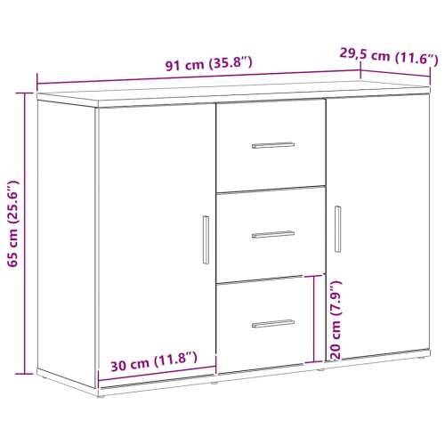 Komoda crni hrast 91x29,5x65 cm konstruirano drvo - Crni hrast 1 Cijena