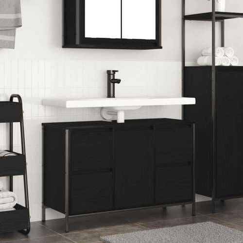 Ormarić za Lavabo - Umivaonik s ladicama crni hrast 90x34,5x60 cm Cijena