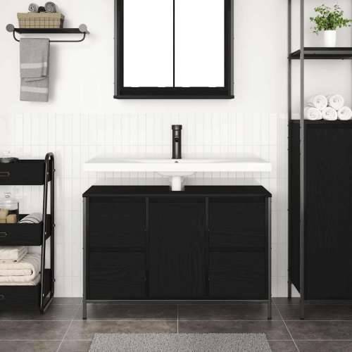 Ormarić za Lavabo - Umivaonik s ladicama crni hrast 90x34,5x60 cm Cijena