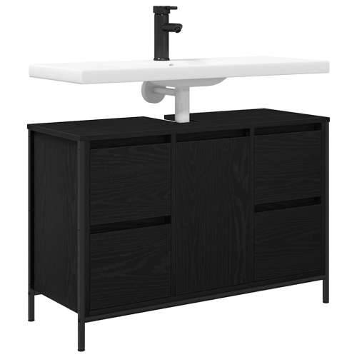 Ormarić za Lavabo - Umivaonik s ladicama crni hrast 90x34,5x60 cm Cijena