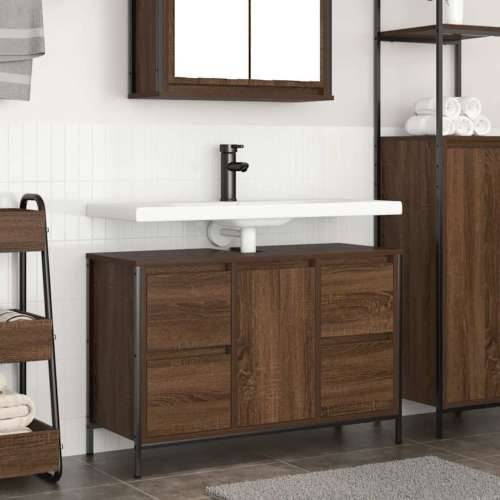 Ormarić za Lavabo - Umivaonik s ladicama smeđi hrast 90x34,5x60 cm Cijena