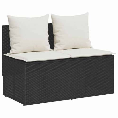 Vrtna garnitura - 3-dijelni vrtni blagovaonski set s jastucima od poliratana crni - Crna i krem bijela tempered glass 4 Cijena