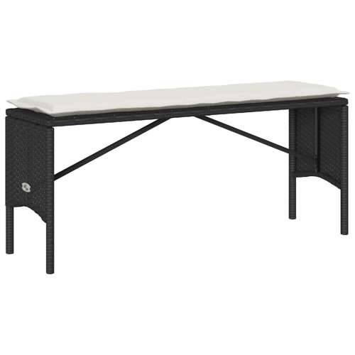 Vrtna garnitura - 3-dijelni vrtni blagovaonski set s jastucima od poliratana crni - Crna i krem bijela tempered glass 4 Cijena
