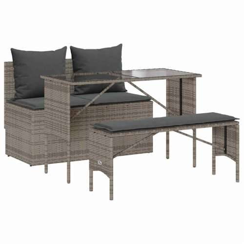 Vrtna garnitura - 3-dijelni vrtni blagovaonski set sivi od poliratana - Siva tempered glass 4 Cijena